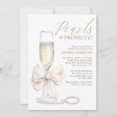ロマンチックホワイトボウパール&プロセッコブライダルシャワー 招待状 (正面)