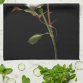 ロマンチックホワイトロエレガントーズフローラグラムブラック キッチンタオル (折り畳み)