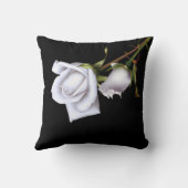 ロマンチックホワイトロエレガントーズフローラグラムブラック クッション (裏面)