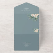 ロマンチックホワイトローズオールインクルーシブウェディングRSVP オールインワン招待状 (外側)