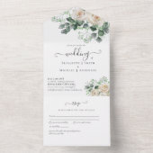 ロマンチックホワイトローズオールインクルーシブウェディングRSVP オールインワン招待状 (内側)