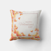 ロマンチックホワイトn焦げたオレンジハートバレンタインデー クッション (裏面)