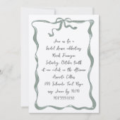 ロマンチックボウ手書きブライダルシャワー 招待状 (正面)