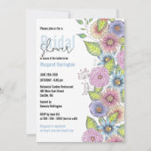 ロマンチックボヘミアンフラワーズブライダルシャワー 招待状 (正面)