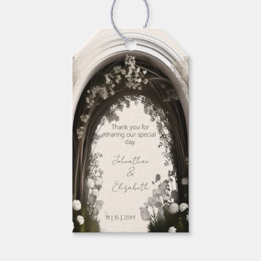 ロマンチックボホボタニカルアーチ結婚式の引き出物 ギフトタグ (正面)