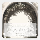 ロマンチックボホボタニカルアーチ結婚式の引き出物 スクエアシール (正面)