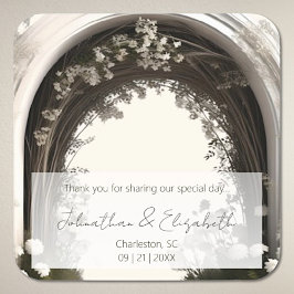 ロマンチックボホボタニカルアーチ結婚式の引き出物 スクエアシール