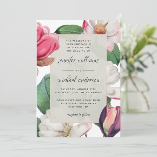 ロマンチックボホマグノリアエレガントフローラ 招待状 (スタンド正面)