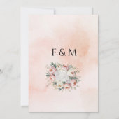 ロマンチックボホ結婚式招待状-赤面ピンクアイボリー 招待状 (裏面)