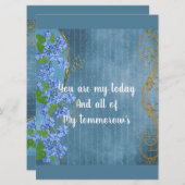 ロマンチックボーイフレンドティール（緑がかった色）ブルーフローラバレンタイン (正面/裏面)