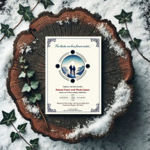 ロマンチックマウンテンアドベンチャー結婚式招待状