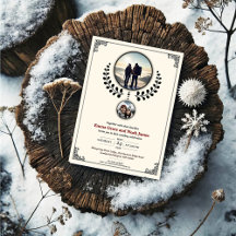 ロマンチックマウンテンアドベンチャー結婚式招待状