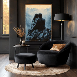 ロマンチックマウンテンビューインモノクロスタイル ポスター