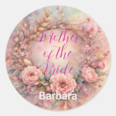 ロマンチックマザーオブザブライド名前をカスタムする ラウンドシール (正面)