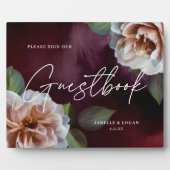 ロマンチックミッドナイト庭園の結婚式ゲストブックサイン フォトプラーク (正面)