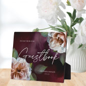 ロマンチックミッドナイト庭園の結婚式ゲストブックサイン フォトプラーク