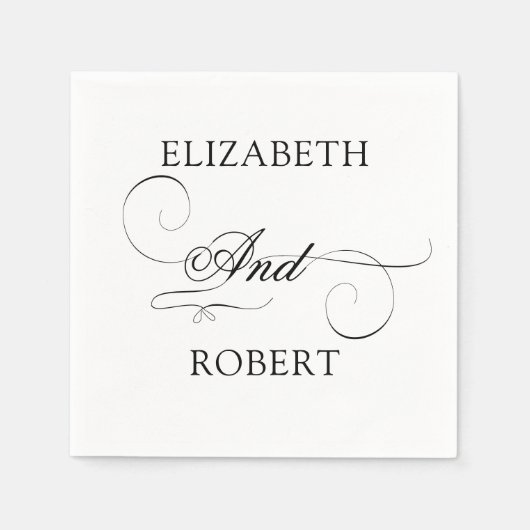 ロマンチックミニマリストラグジュアリーモノグラム結婚ズ スタンダードカクテルナプキン (正面)