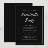ロマンチックミニマルなスクリプトブラックバチェロレッテ 招待状 (正面/裏面)