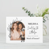 ロマンチックミニマルなArch Bridesmaid提案カード 招待状 (スタンド正面)