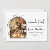 ロマンチックミニマルアーチセーブ日付招待状 招待状 (正面)