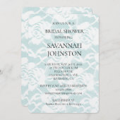 ロマンチックミントホワイトローズフローラブライダルシャワー 招待状 (正面/裏面)