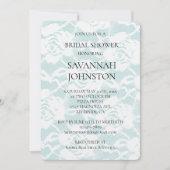 ロマンチックミントホワイトローズフローラブライダルシャワー 招待状 (正面)