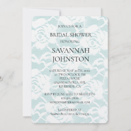 ロマンチックミントホワイトローズフローラブライダルシャワー 招待状