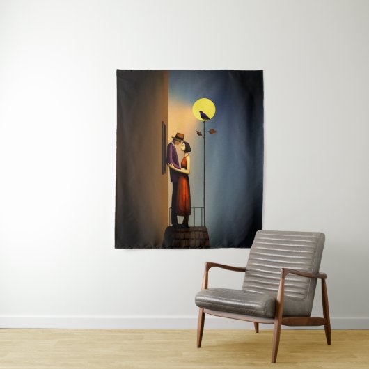 ロマンチックムーンライトバルコニー – ヴィンテージノアラブ タペストリー (インサイチュ)