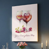 ロマンチックモダンかわいい赤いハートバレンティンズデイギフト キャンバスプリント