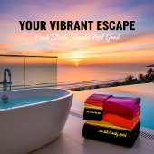 ロマンチックモダンなアートジオメトリ – 黄色のオレンジ色ピンク バスタオルセット