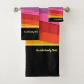 ロマンチックモダンなアートジオメトリ – 黄色のオレンジ色ピンク バスタオルセット (インサイチュ)