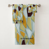 ロマンチックモダンなアート幾何学 – 黄色のオレンジ色の白 バスタオルセット (インサイチュ)