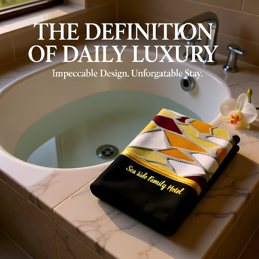 ロマンチックモダンなアート幾何学 – 黄色のオレンジ色の白 バスタオルセット