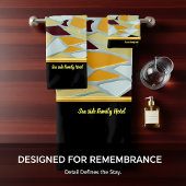 ロマンチックモダンなアート幾何学 – 黄色のオレンジ色の白 バスタオルセット