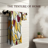 ロマンチックモダンなアート幾何学 – 黄色のオレンジ色の白 バスタオルセット