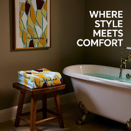 ロマンチックモダンなアート幾何学 – 黄色のオレンジ色の白 バスタオルセット