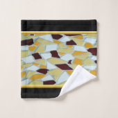 ロマンチックモダンなアート幾何学 – 黄色のオレンジ色の白 バスタオルセット (ウォッシュタオル)