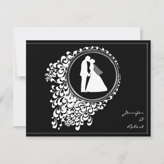 ロマンチックモダンなカップルのシルエット日付を保存 セーブザデート (正面)