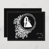 ロマンチックモダンなカップルのシルエット日付を保存 セーブザデート (正面/裏面)