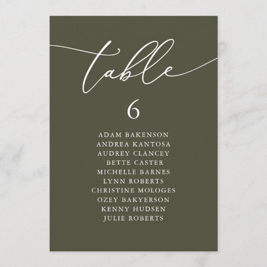 ロマンチックモダンなゲスト座席表カード メニュー (正面)