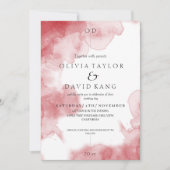 ロマンチックモダンなソフトウォーターの色バーグンディ結婚ズ 招待状 (正面)