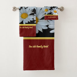 ロマンチックモダンなデイジーテクスチャ.red バスタオルセット