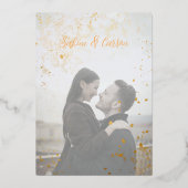 ロマンチックモダンなフォト結婚フォイル 箔招待状 (裏面)