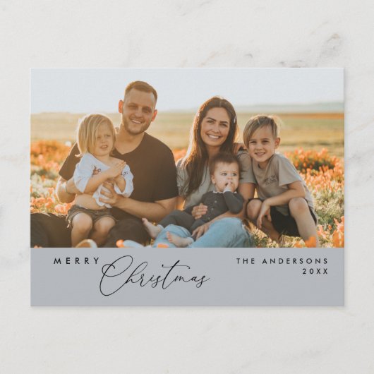 ロマンチックモダンなメリークリスマス家族のはがき ポストカード (正面)