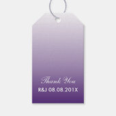 ロマンチックモダンな夏の薄紫グラデーションパープル結婚パープル ギフトタグ (正面)