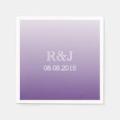 ロマンチックモダンな夏の薄紫グラデーションパープル結婚パープル スタンダードカクテルナプキン (正面)