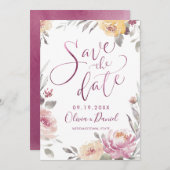 ロマンチックモダンな庭の書道は日付を保存 セーブザデート (正面/裏面)