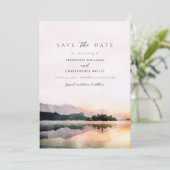 ロマンチックモダンな日没は日付を保存 招待状 (スタンド正面)