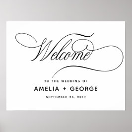 ロマンチックモダンな書道タイポグラフィスクリプト ポスター