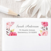 ロマンチックモダンな植物性シックなピンクの花 ラベル (インサイチュ)